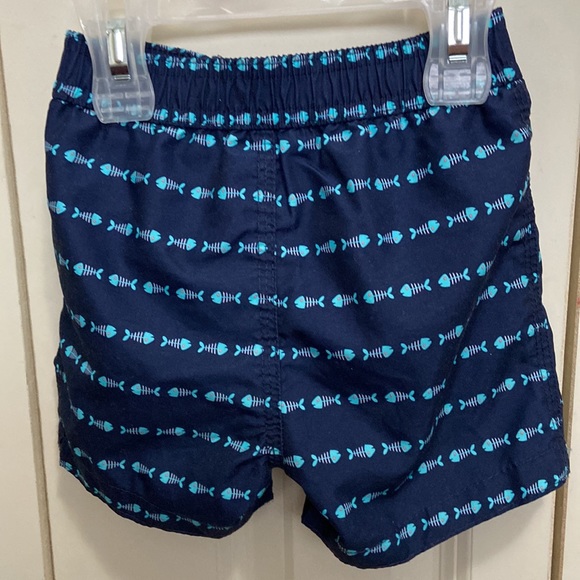 Joe Fresh NWOT 6-12 Month Navy Blue Fish Bone Swimming Trunks - Picture 4 of 6
